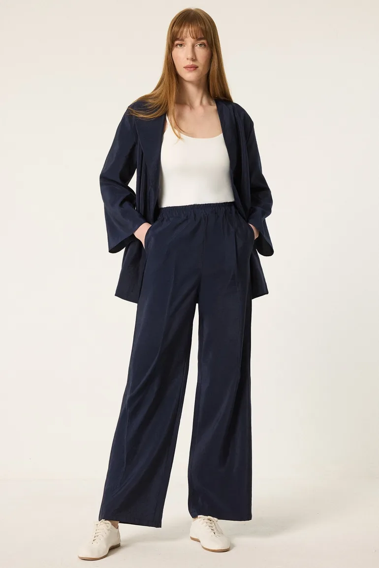 ELASTICATED WAIST CUPRA TROUSERS
