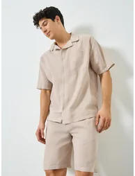 Men Cotton Checked Shirt and Shorts Set - 1