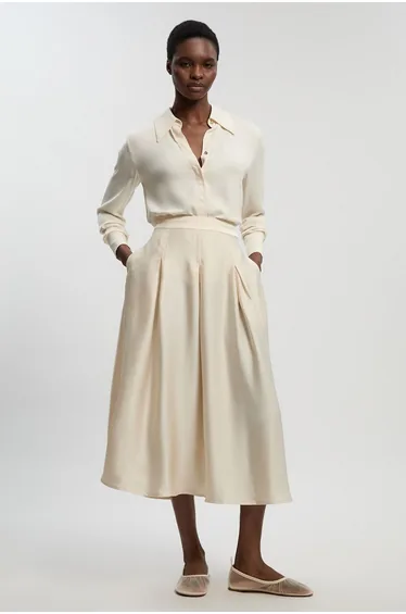 Hammered Satin Woven Maxi Skirt