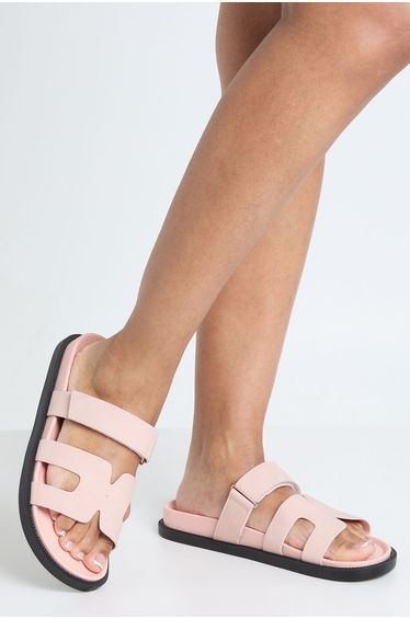 Cut Out Flat Sliders - baby pink