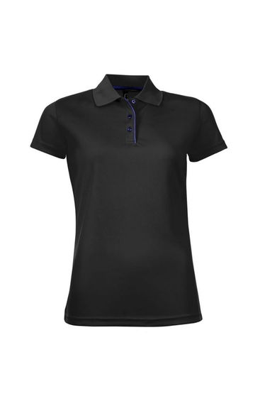 SOLS Womens/Ladies Performer Short Sleeve Pique Polo Shirt - Black