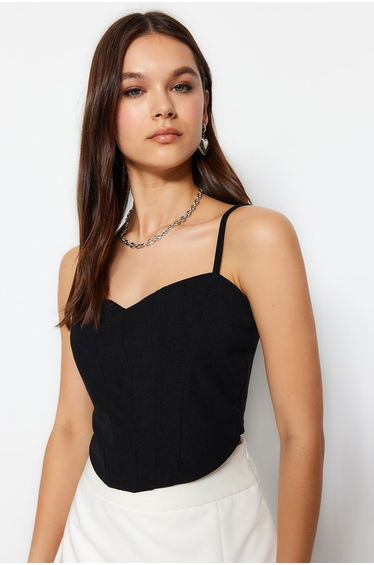 Crop Top - Black - With Slogan
