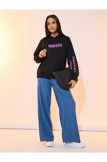 Regular Fit Regular Length Slogan Hoodie