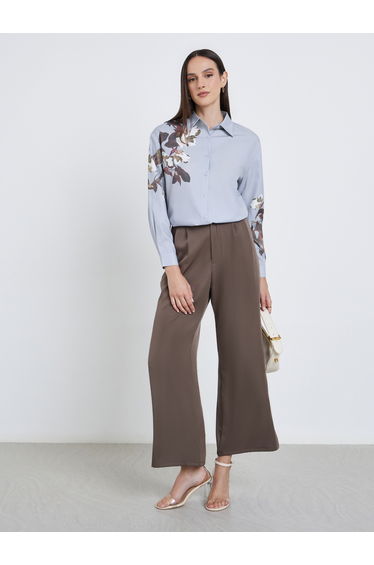 Women Grey Floral Print Regular Fit Shirt