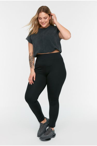Plus Size Leggings - Black - High Waist
