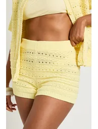 Crochet Knit Shirt and Short Co-Ord - butter - 3