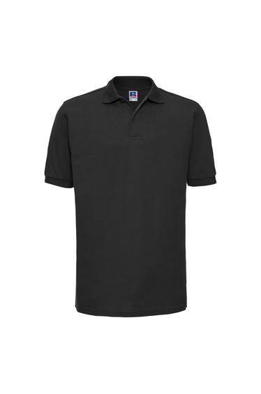 Russell Mens Ripple Collar & Cuff Short Sleeve Polo Shirt - Black