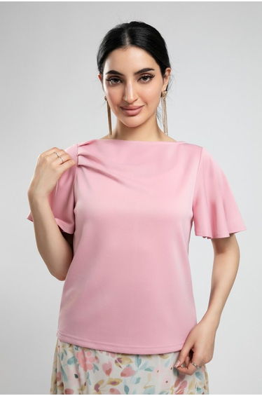 Blouse With Bell Sleeves And Pleats