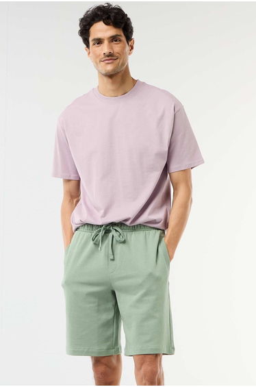 Plain Lightweight Fleece Bermuda Shorts GREEN