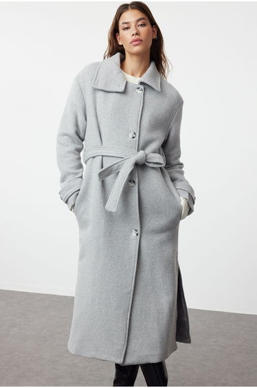 Gray Oversize Wool Coat