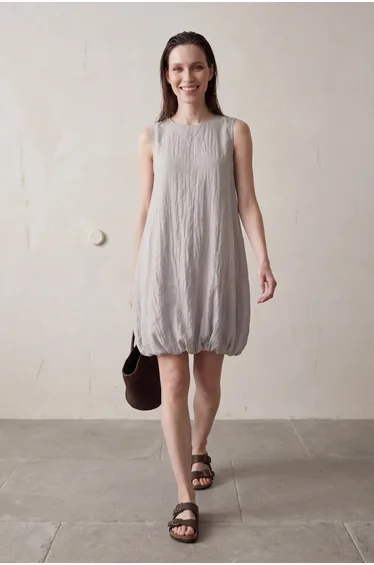 MY FASHION Loose Mini Dress in Textured Lyocell