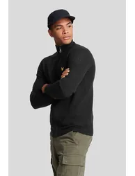 Lambswool Blend Zip Through Cardigan Jet Black Marl - 2