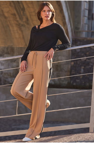 Black Asymmetric Neck Detail Jersey Top