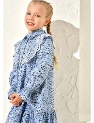 Angel & Rocket Blue Dress With Ruffles - 2