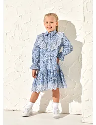 Angel & Rocket Blue Dress With Ruffles