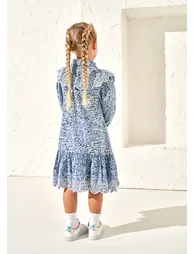 Angel & Rocket Blue Dress With Ruffles - 1