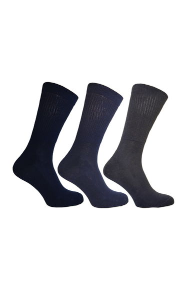 Simply Essentials Mens Big Foot Memory Cushioned Socks (Pack Of 3) - Shade of Blue