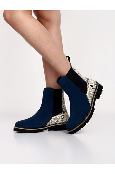 Blue Comfortable Lightweight Printed Boots