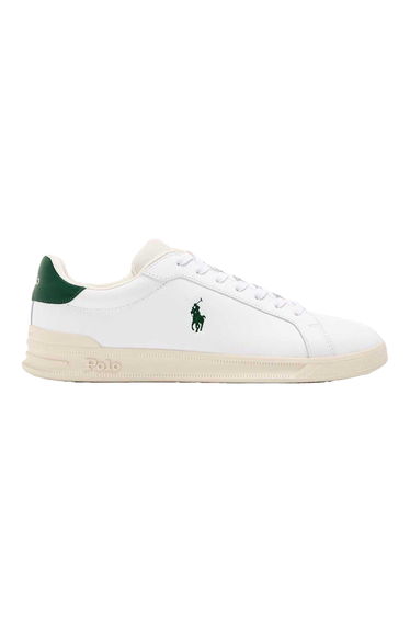 Ralph Lauren Mens Heritage Leather Trainers - White/Green