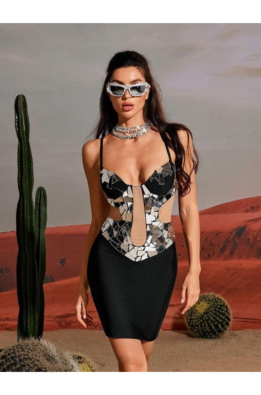 Penrose Acrylic Bandage Mini Dress
