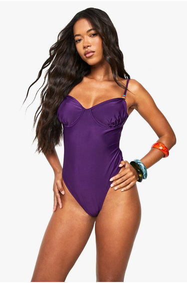 Beaded Balcony Swimsuit - purple