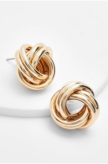 Knot Detail Stud Earrings - gold