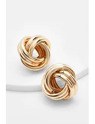 Knot Detail Stud Earrings - gold - 1
