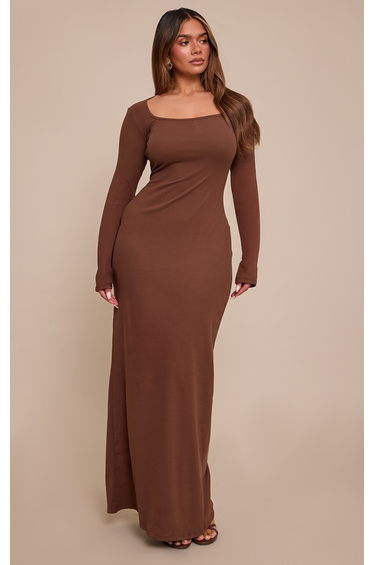 Shape Chocolate Soft Touch Square Neck Maxi Dress