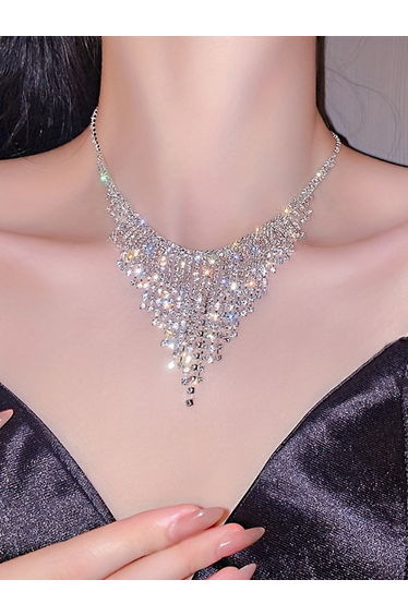 Rhinestone Tassel Necklace