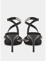 Women Black Embellished Ankle Strap Sandals - 3