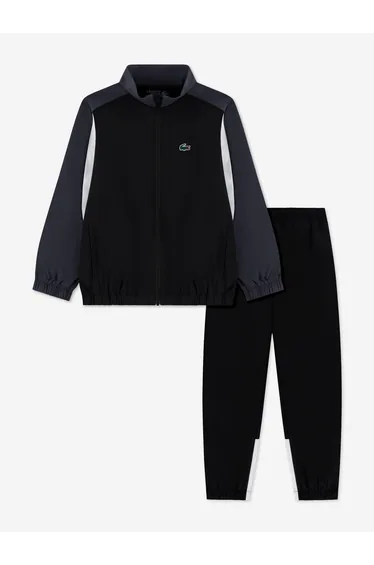 Lacoste Boys Off Court Woven Tracksuit in Black