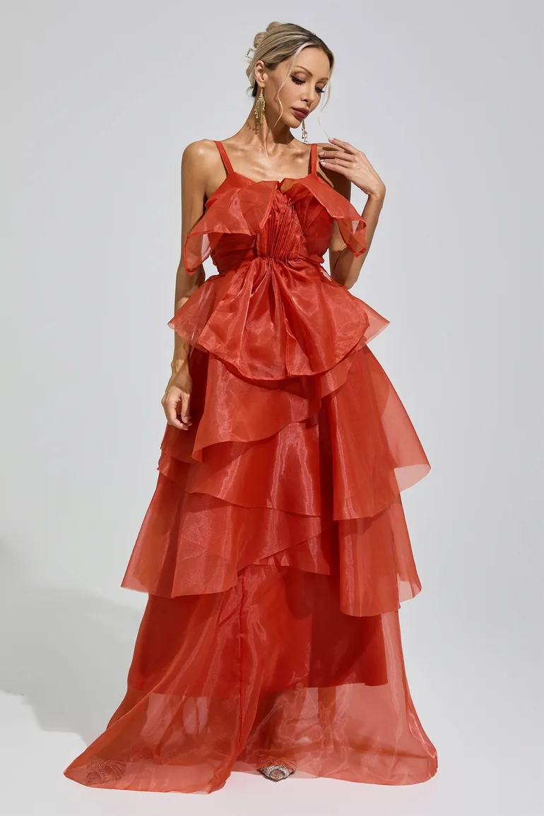 Artemisia Red Halter Ruffle Dress - 1
