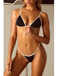 Triangle Thong Bikini Bottoms in Black