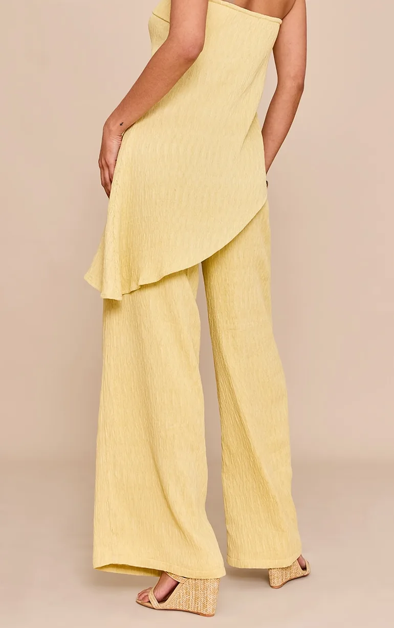 Lemon Textured Wide Leg Trouser - 2