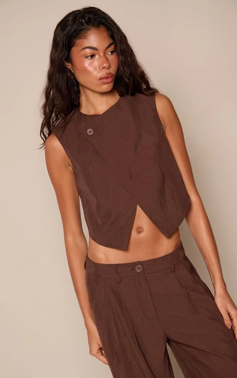 Dark Chocolate Tailored Woven Waistcoat Co-ord