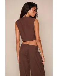 Dark Chocolate Tailored Woven Waistcoat Co-ord - 1