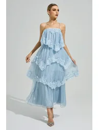 Axiom Blue Lace Maxi Dress