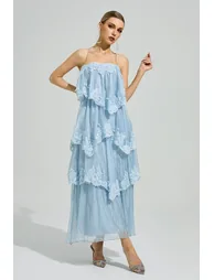Axiom Blue Lace Maxi Dress - 4