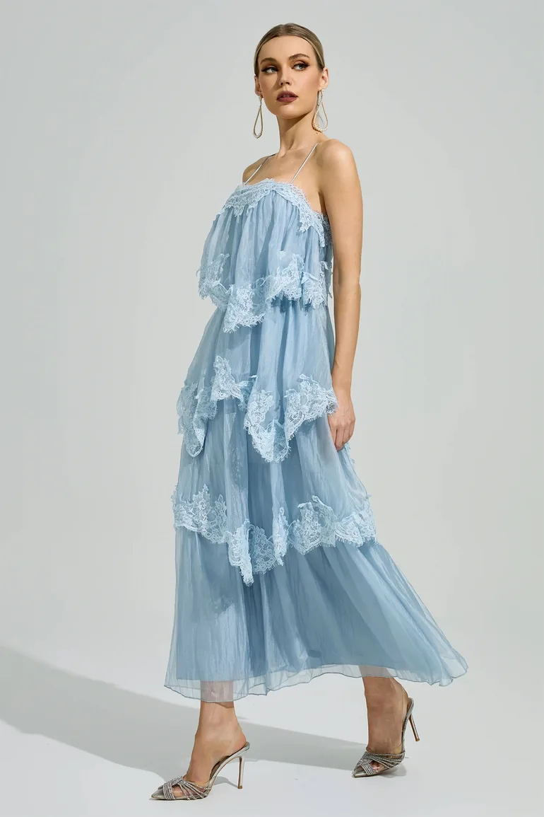 Axiom Blue Lace Maxi Dress - 5