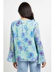 Floral Print Ruffle Detail Blouse - 2