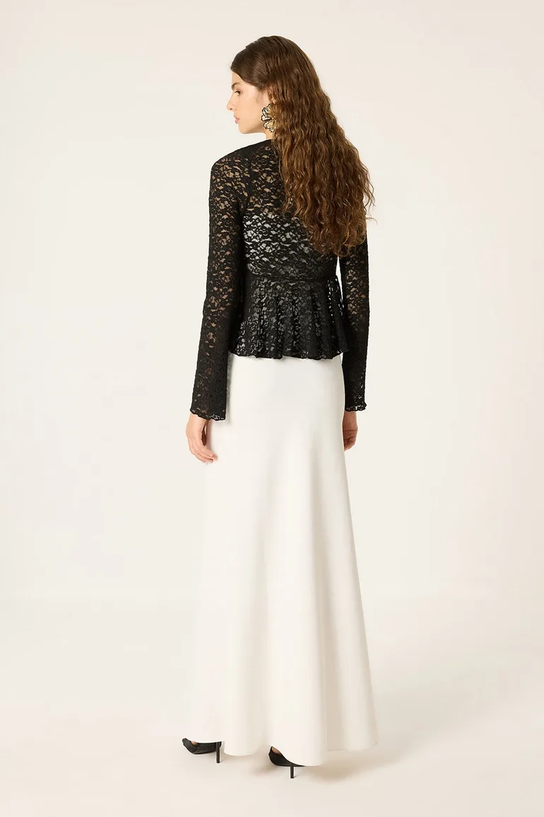TIE-FRONT LACE BLOUSE - 3
