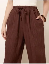 Drawstring Wide Leg Trousers - 3