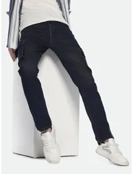 Light Wash Straight Fit Cargo Jeans