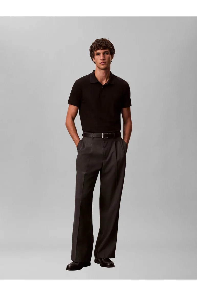 Slim Refined Pique Polo Black