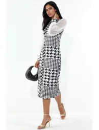 MSN Geometric Bodycon Midi Dress - 1