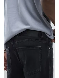 Black Washed Straight Leg Jeans - 1