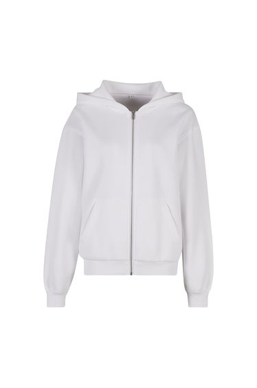 Build Your Brand Womens/Ladies Loose Fit Full Zip Hoodie - White product thumbnail 2