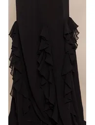 Black Chiffon Frill Halterneck Maxi Dress - 3