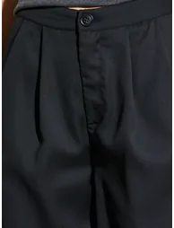 Black Solid Casual Wide Leg Pants - 2