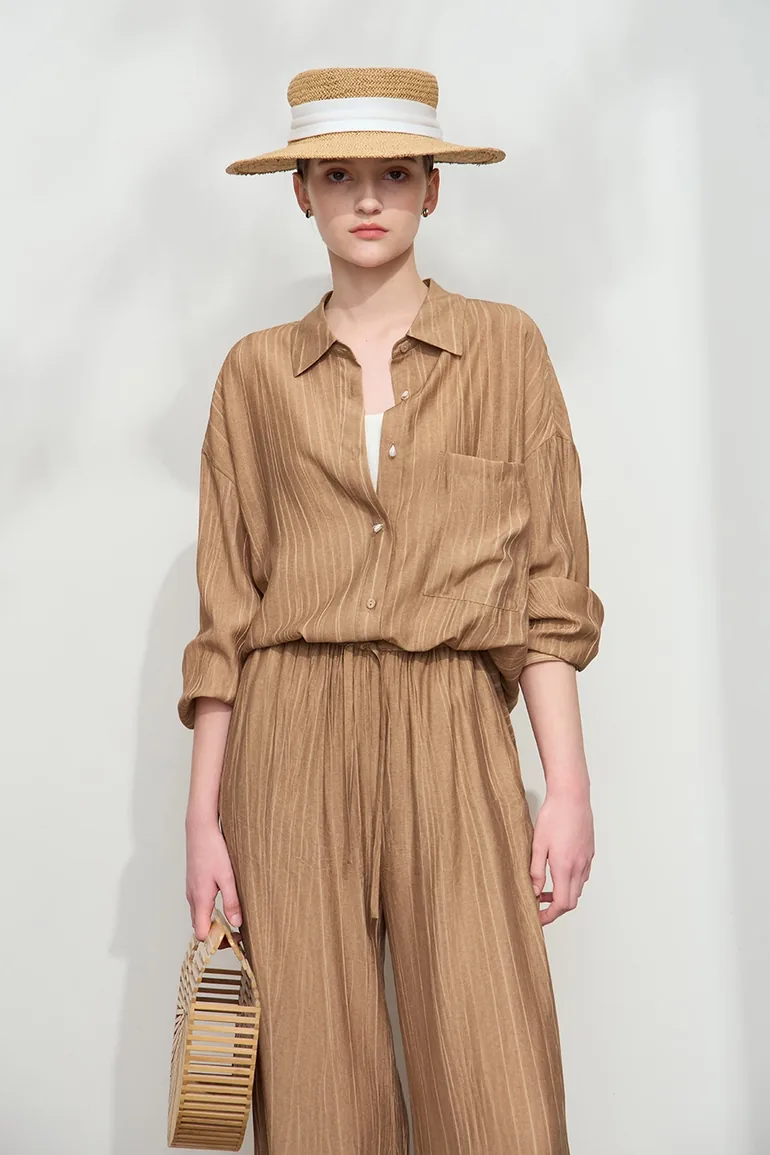 Crinkled Loose Drop-shoulder Shirt - 4